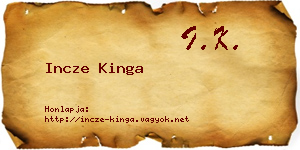 Incze Kinga névjegykártya